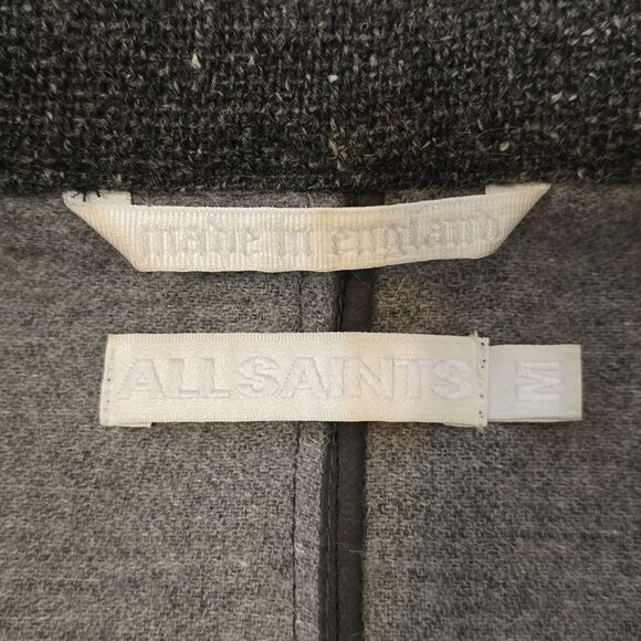All Saints Wool Coat /Women gray Wool/angora blendTweed Jacket size me… - Picture 10 of 12